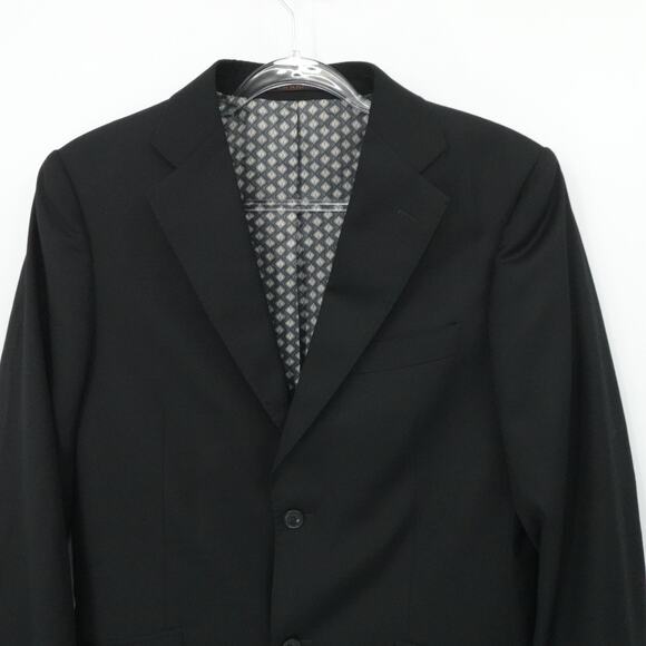 J Hilburn Blazer Mens 39S Black Wool Classic 2 Button Lined Business Office - Picture 10 of 16